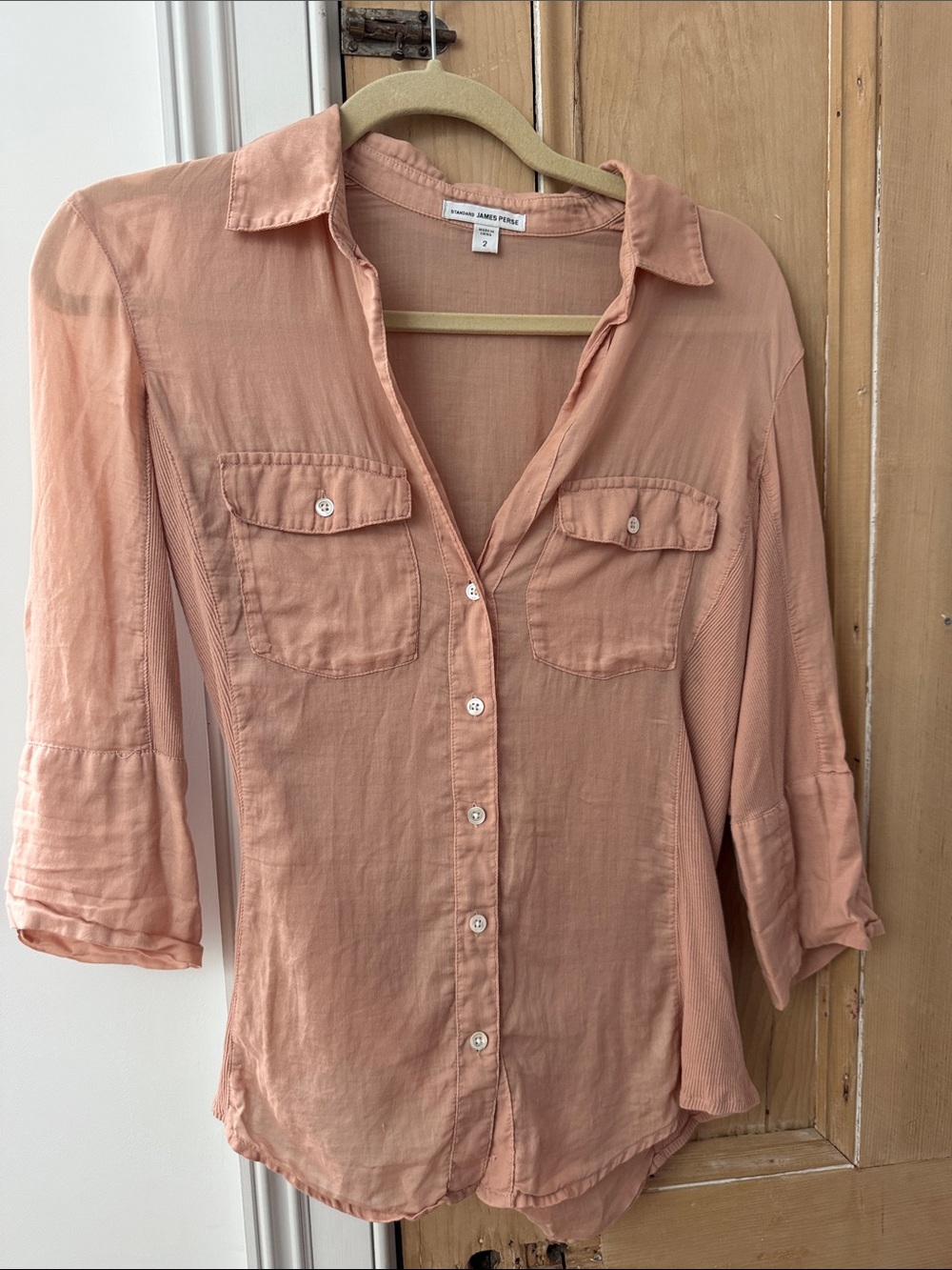 James Perse Soft Peach Button-Front Women's Shirt